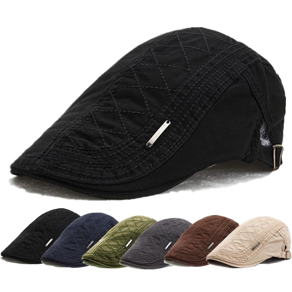 Vendita calda uomo donna estate sport all'aria aperta berretto piatto berretto in cotone casual berretto con visiera cappello elegante con piccola etichetta in metallo