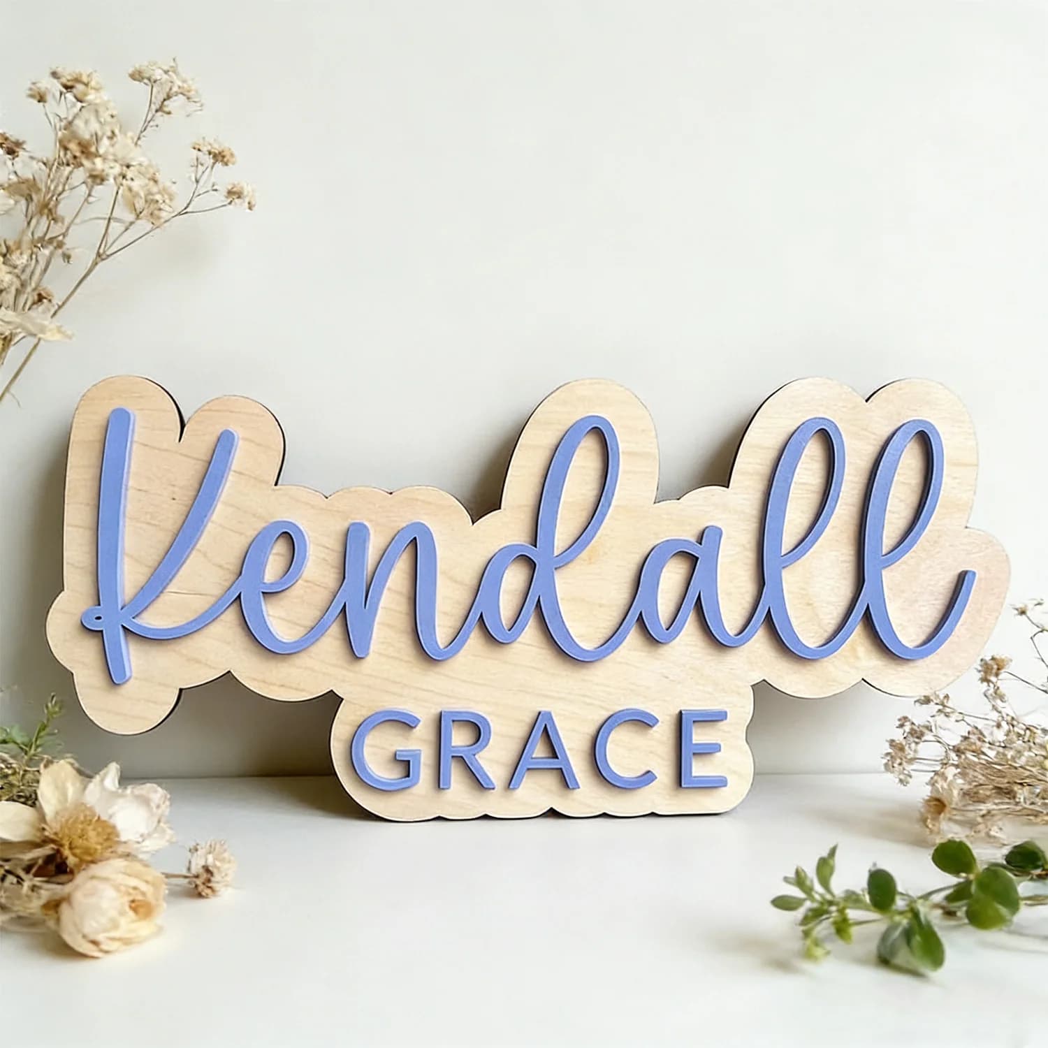 1pc Wooden Double-layer Letter Door Sign, Personalized Children's Room Decoration, Baby Name Identification