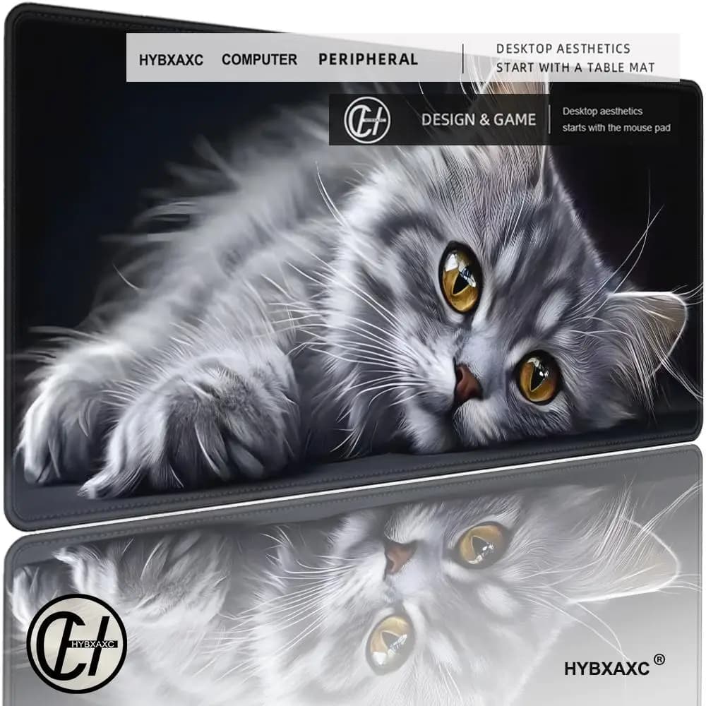 Extra Large Cat Design Gaming Mouse Pad,Non-Slip Rubber Base Washable Surface, Perfect Gift for Office Gaming Christmas HYBXAXC