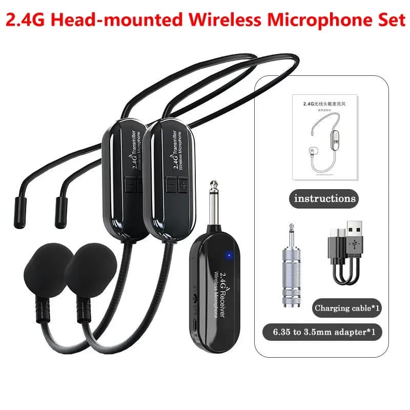2.4G head-mounted wireless sink microphone for voice speaker amplifier tourist guide set for teaching transmitter with receiver