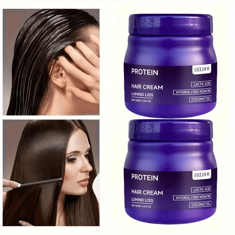 Crema Lisciante per Capelli 100g - Olio di Cocco e Glicerina Idratante, Previene la Secchezza, Effetto Liscio e Duraturo