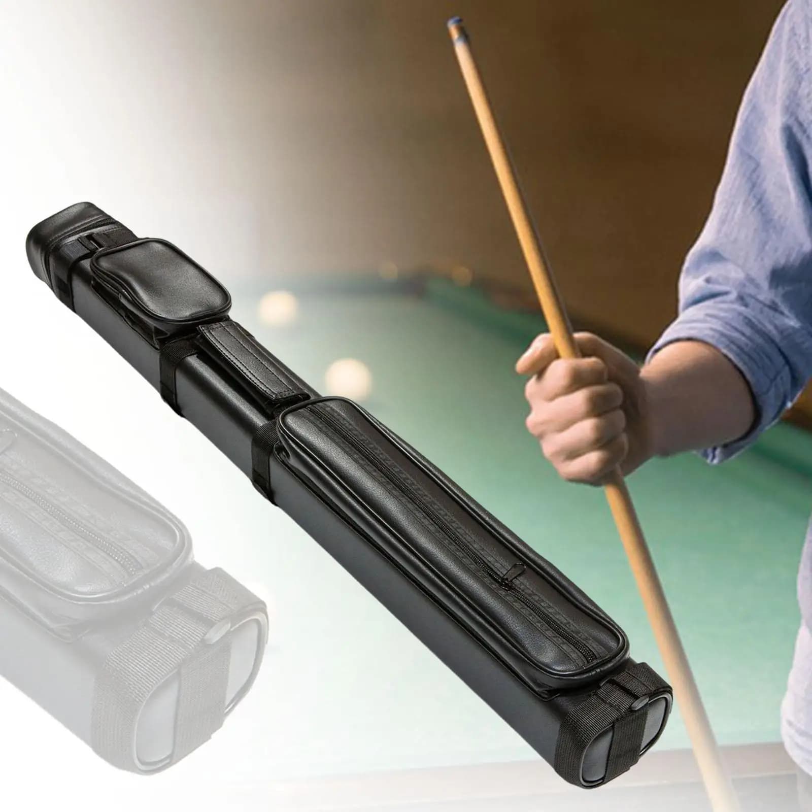 Custodia per stecche da biliardo in pelle PU, borsa per accessori da biliardo per giocatori di snooker e uso su tavolo da biliardo