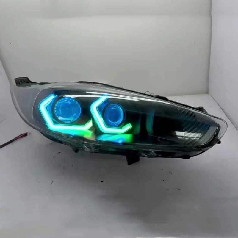 Led Headlight Assembly for Ford Fiesta 2013-2015 Modified Daytime Running Light Angel Eyes Front Head Lamp