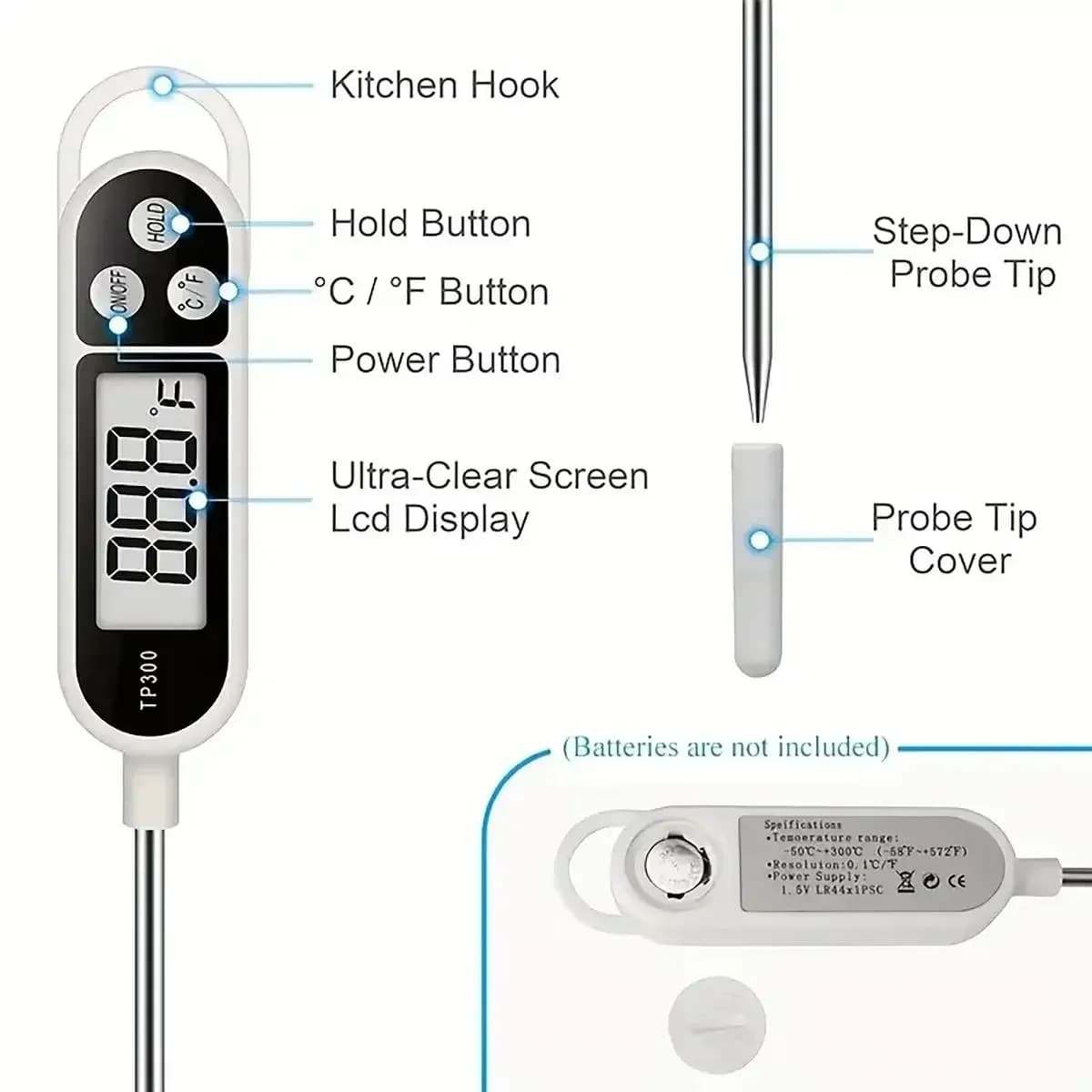 Stainless Steel Home Food Thermometer Type Pen, Milk Thermometer and Cottura (Battery)