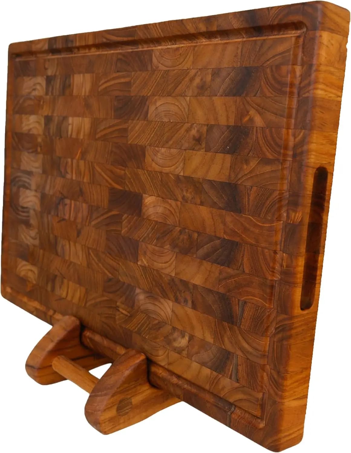Teak Tagliere in Grana Trasversale (L: 18"x12") – Freestanding 100% Freestanding Wood with Gathering – Save on Knives, Self-repairing