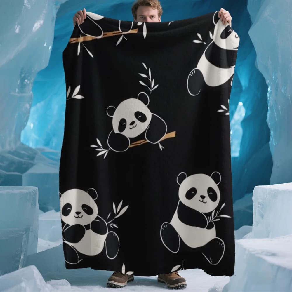 Enorme Coperta in Flanella a Tema Panda, Incredibilmente Morbida e Leggera, Perfetta per il Letto, il Ufficio, Picnic, Divano, Viaggi in Famiglia, Tutto l'Anno