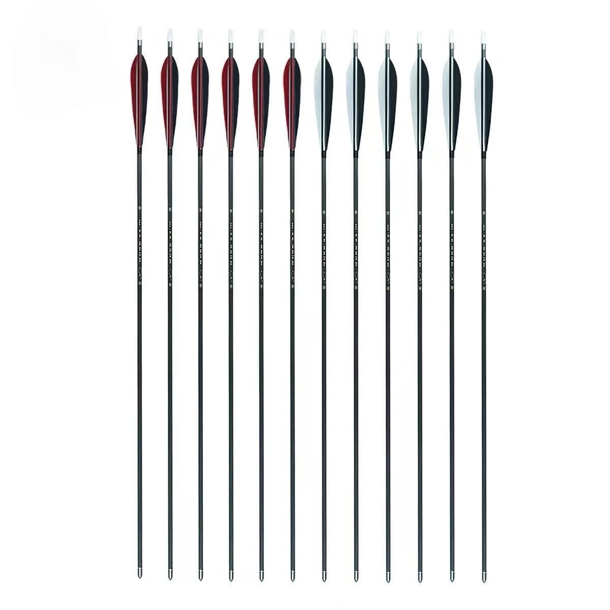 12PCS 33inch Pure Carbon Arrow ID6.2mm Spine 300 -800 With 5Inch Turkey Feather For Competition Target Archery