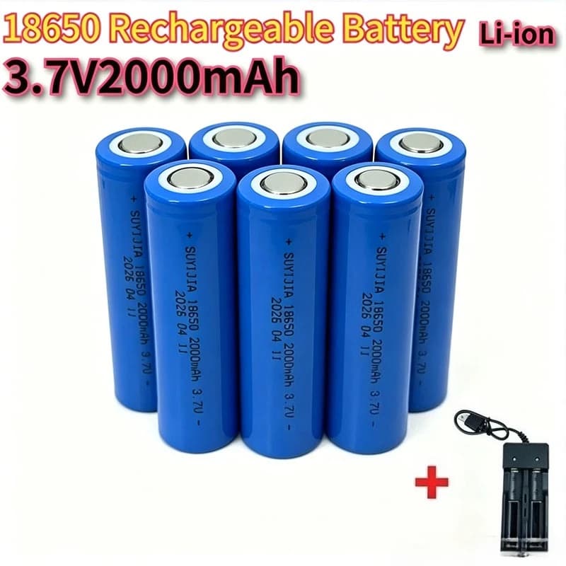 18650 2000mAh 3.7V Battery ICR18650 Rechargeable Lithium-ion Battery Suitable for Flashlight Power Bank Replacement Battery