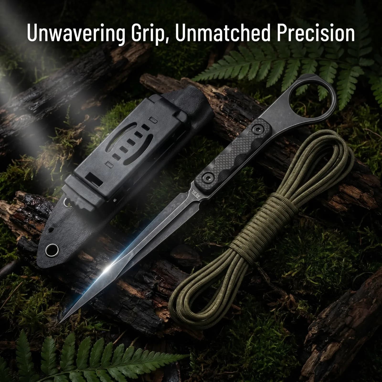 High Hardness Steel Fixed Blade Hunting Knife Lightweight EDC Pocket with Kydex Sheath Portable Outdoor Cutting Tool for Gift