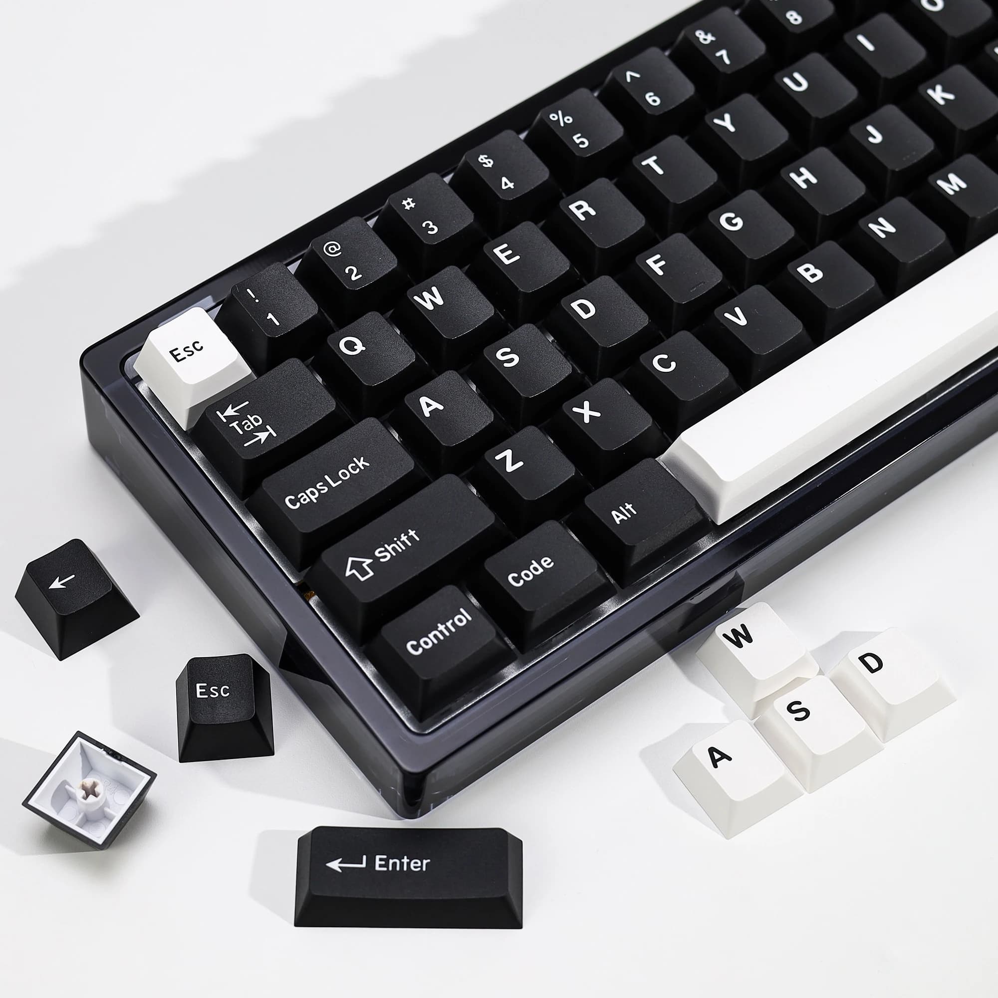 KBDiy GMK WOB Copritasti 174 keys Double Shot PBT Keycap Black and White Cherry Profile Cover for MX Switches Mechanical Keyboard