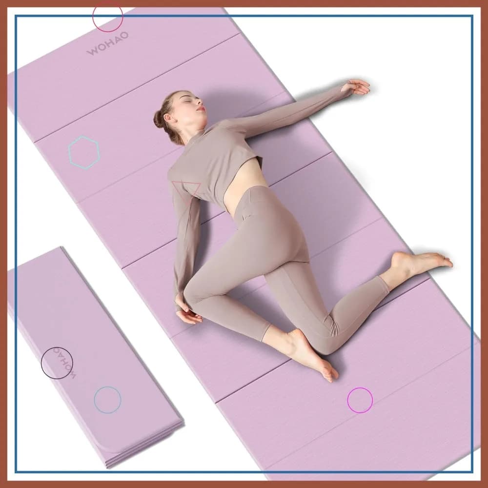 Tappetino Yoga Pieghevole in 7 Parti 188x79 cm, Spessore 8 mm, Antiscivolo in POE, Extra Largo per Viaggi e Palestra Domestica