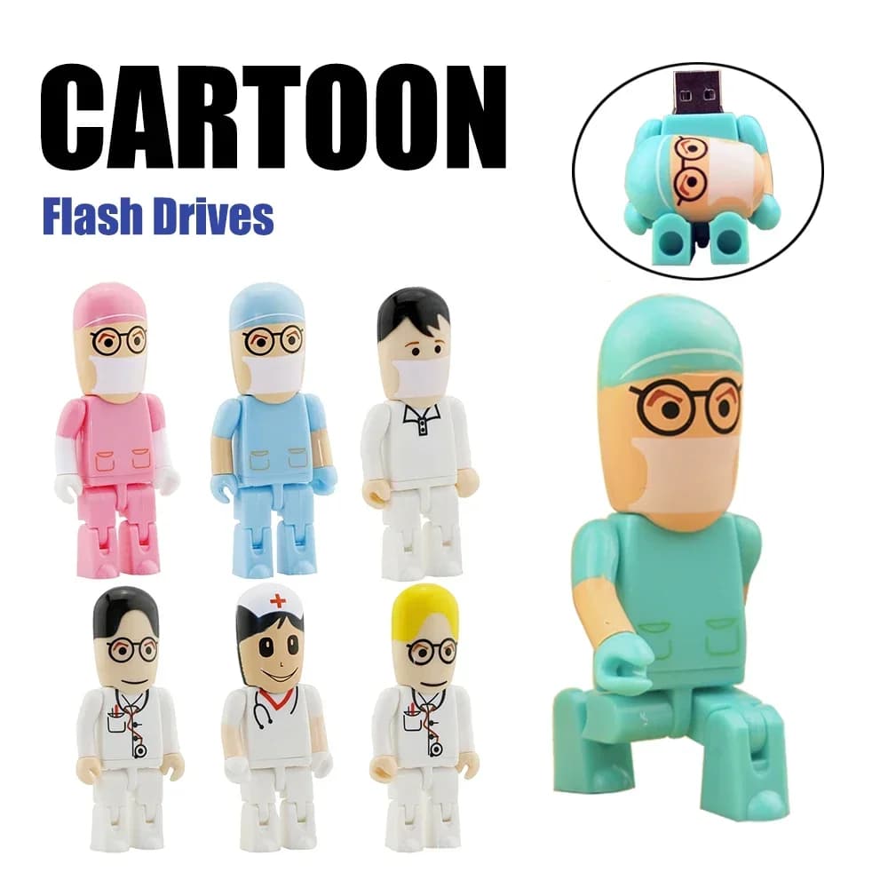 Cartoon Dottore Infermiera Modello Usb2.0 Flash Drive 64GB 32GB 16GB 8GB Pendrive 4G Memory Storage Usb Stick 128GB Pen Drive Flash Disk