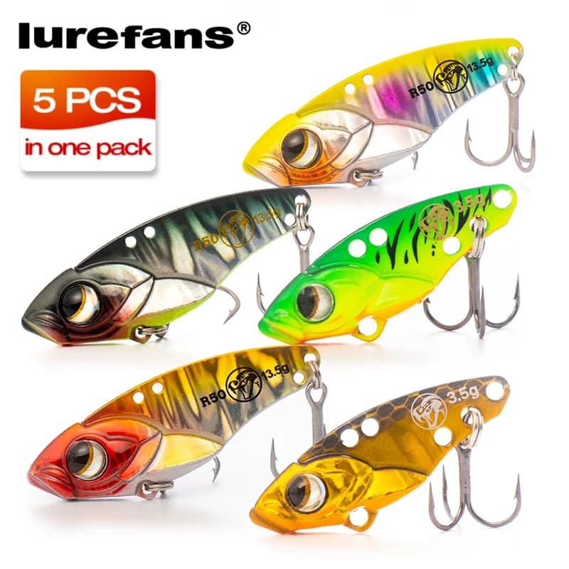 Lurefans NUOVO 30/50mm 5 Confezioni/lotto Strato di Nuoto Completo VIB Serpente A Sonagli Affondamento Richiamo Artificiale Pesce Gatto Esca Affrontare Esche Da Pesca