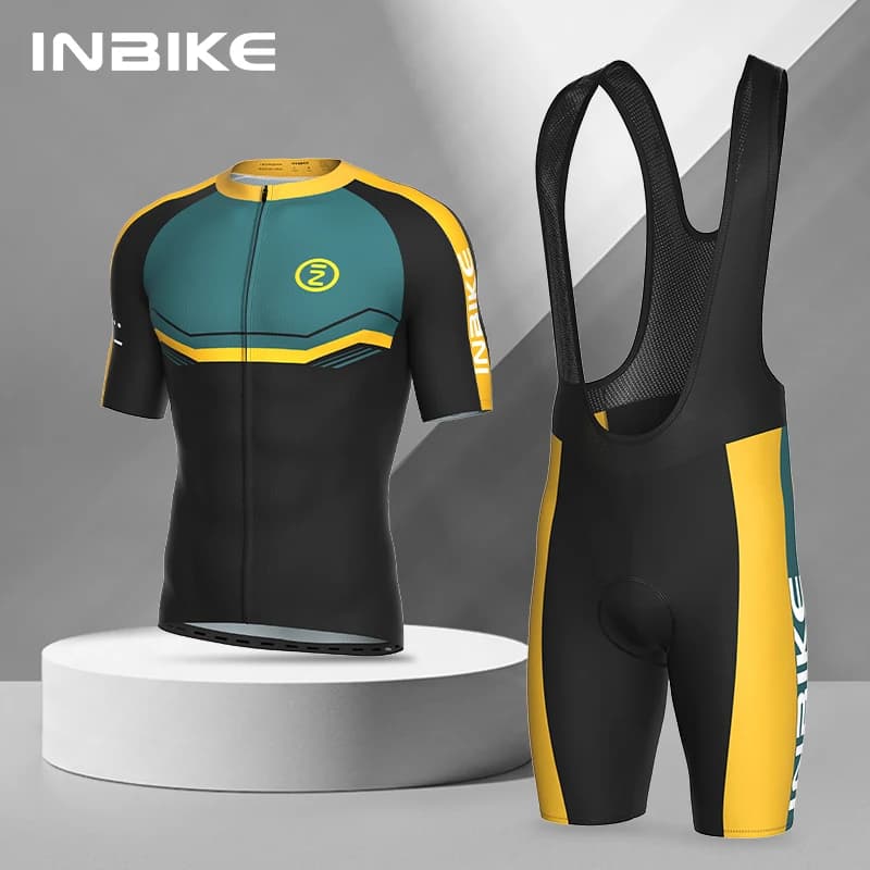 INBIKE Men's Cycling Suits 2025 Summer MTB Shorts T-shirt Set Breathable Anti-slip Outdoor Drying Outdoor Sports Bike Accessories