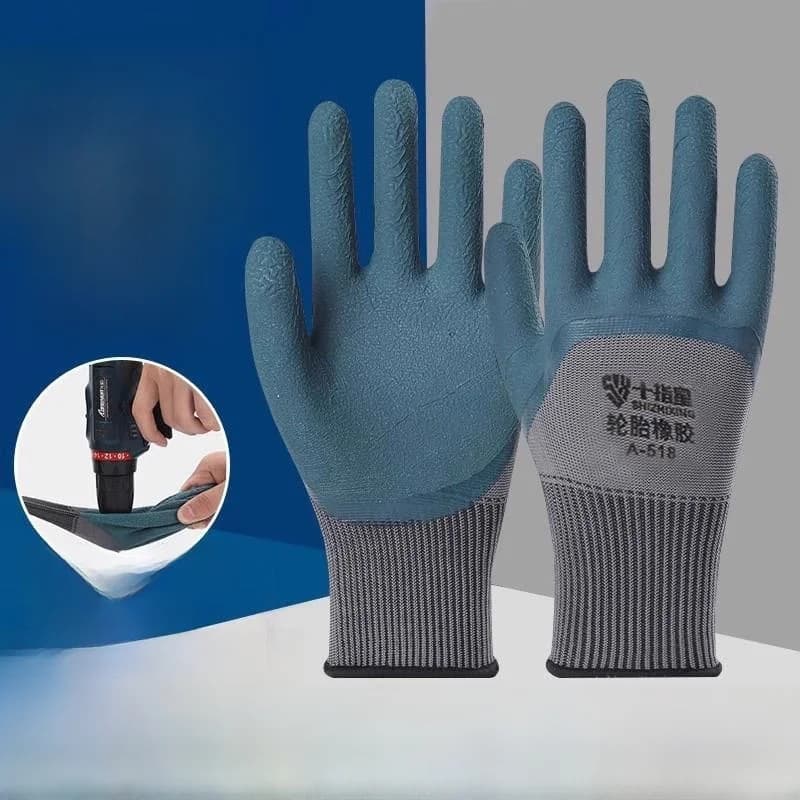 Guanti da Lavoro in Lattice Rinforzato, Impermeabili, Antiscivolo, Traspiranti e Resistenti all'Usura per Cantieri Edili, Protezione per Lavoratori