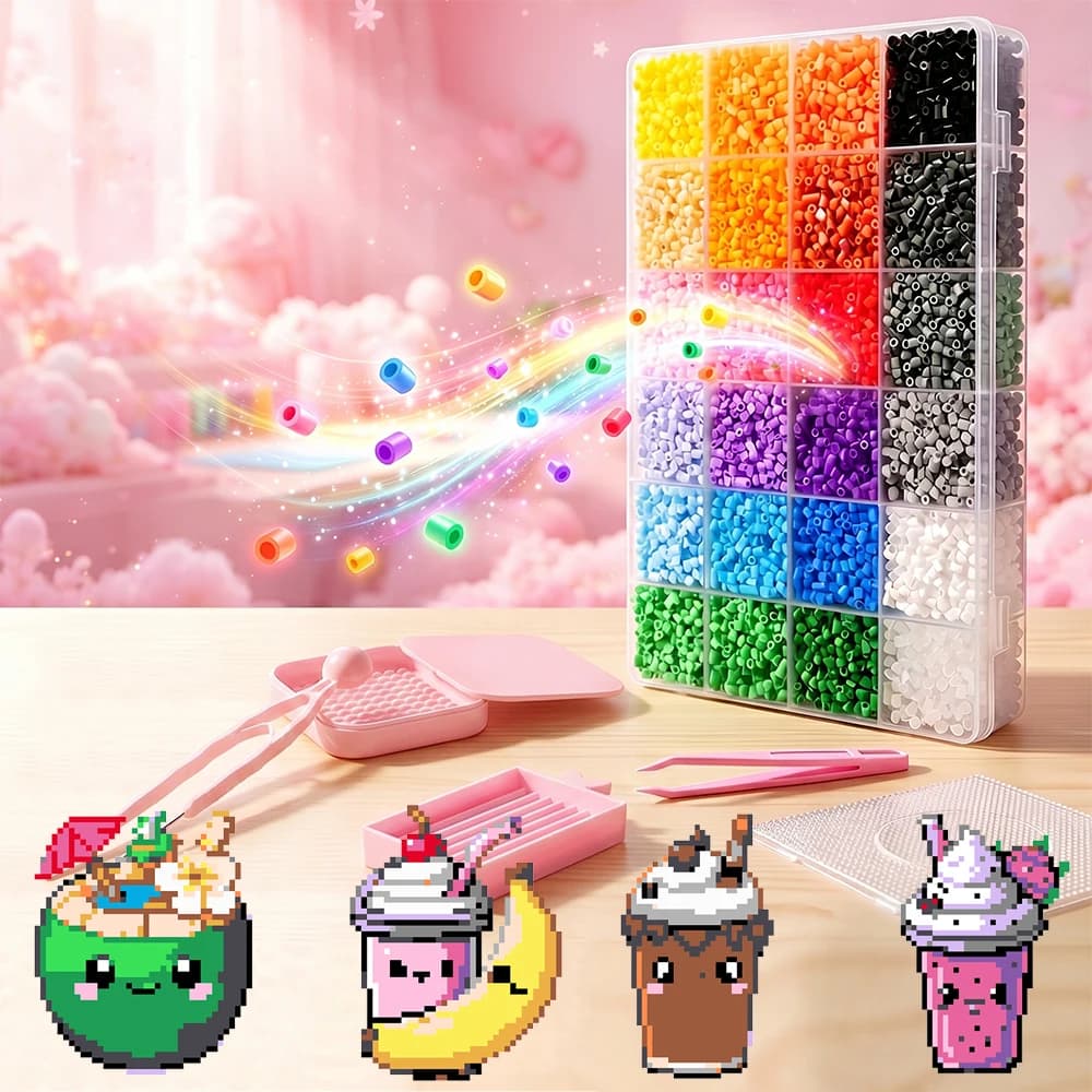 24 Colors 2.6mm Box Set Hama Beads Cartoon Beverage Cup Pixel Art Puzzle Diy 3d Puzzles Handmade Gift Fuse Beads Tools Kit