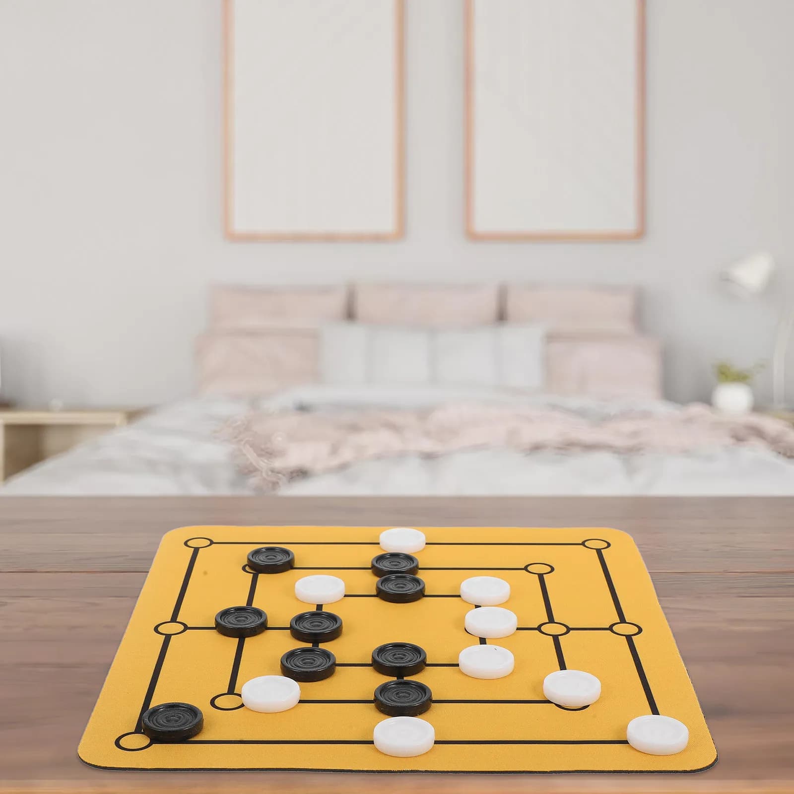 Set da Gioco di Scacchi Morris per Nove Giocatori, Gioco da Tavolo Portatile per Famiglie, Intrattenimento Strategico per Riunioni Familiari