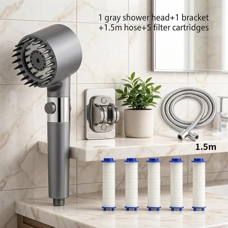 2025 new shower head ion drop with shower with portable filter, turbocharger with multiple spray mode, on/off switch with integrated filter