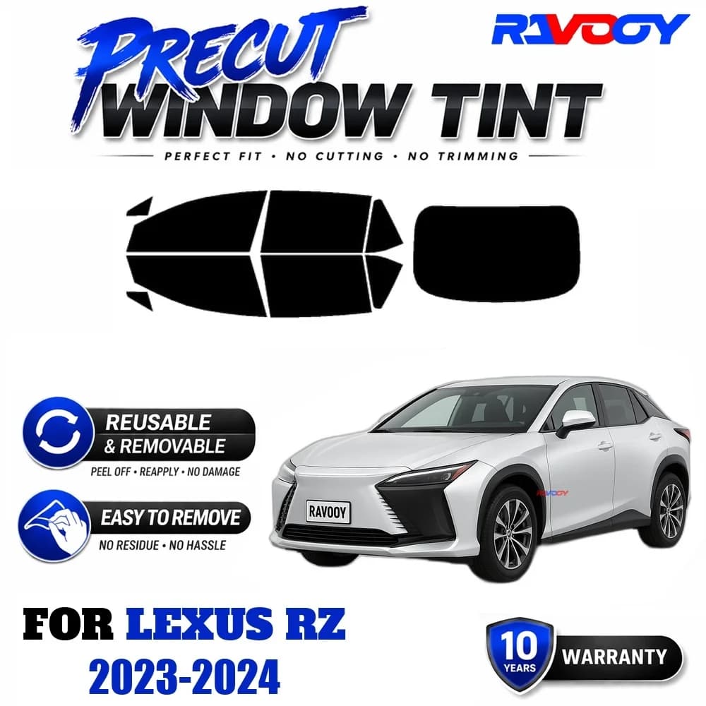 RAVOOY Precut Window Tint, Reusable Removable EPU Film, Custom Fit for Lexus RZ 2023-2024, UV Heat Protection