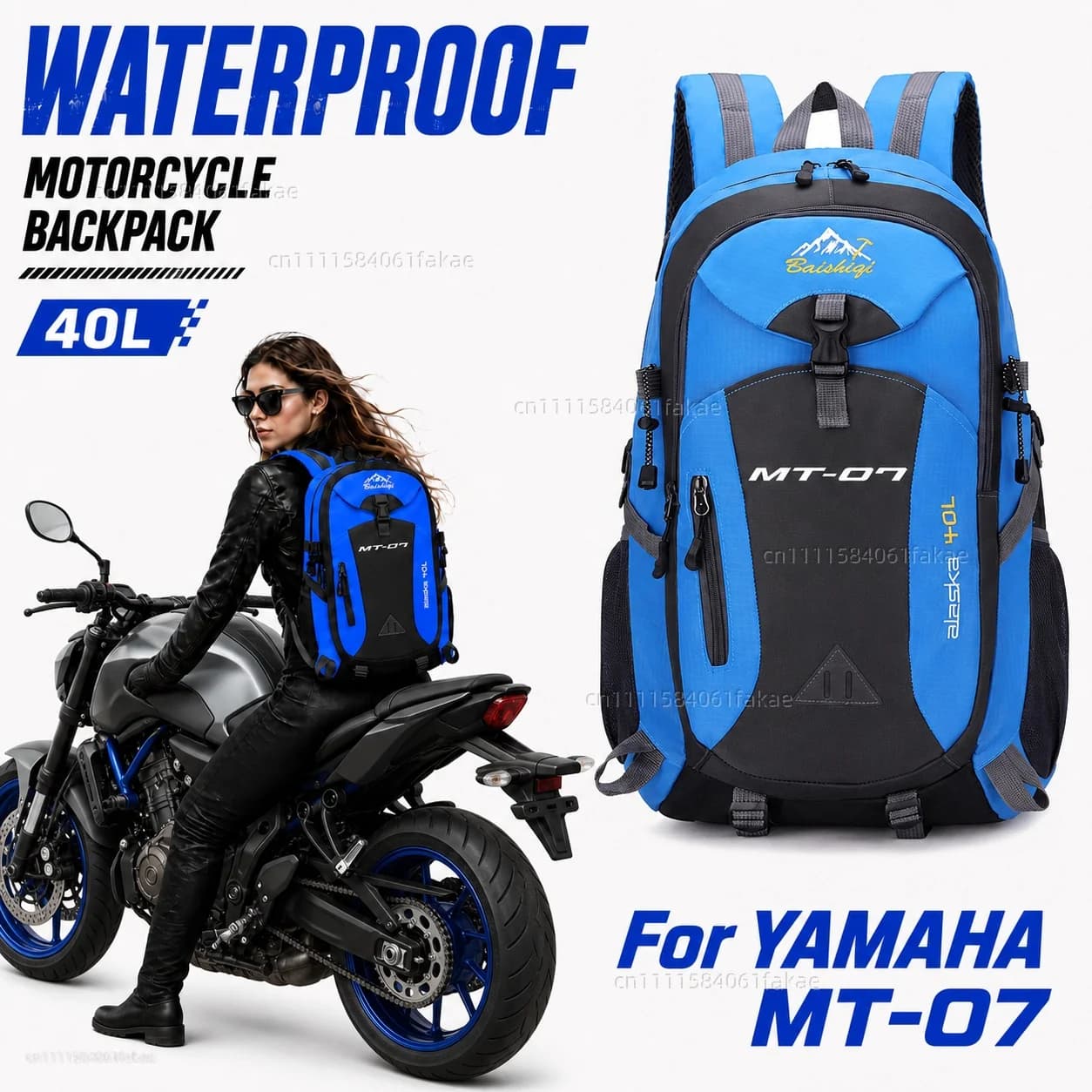 For YAMAHA MT-07 MT07 MT 07 2014-2022 2021 2020 2019 Motorcycle Backpack 40L Waterproof Travel Backpack Outdoor Hiking Camping