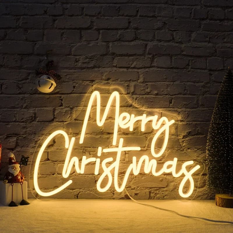 Buon Natale Insegna al neon Luci a LED Navidad Art Room Decorazione Xmas Party Bar Camera da letto Dimmerabile Lettera calda Lampada USB Decorazione da parete