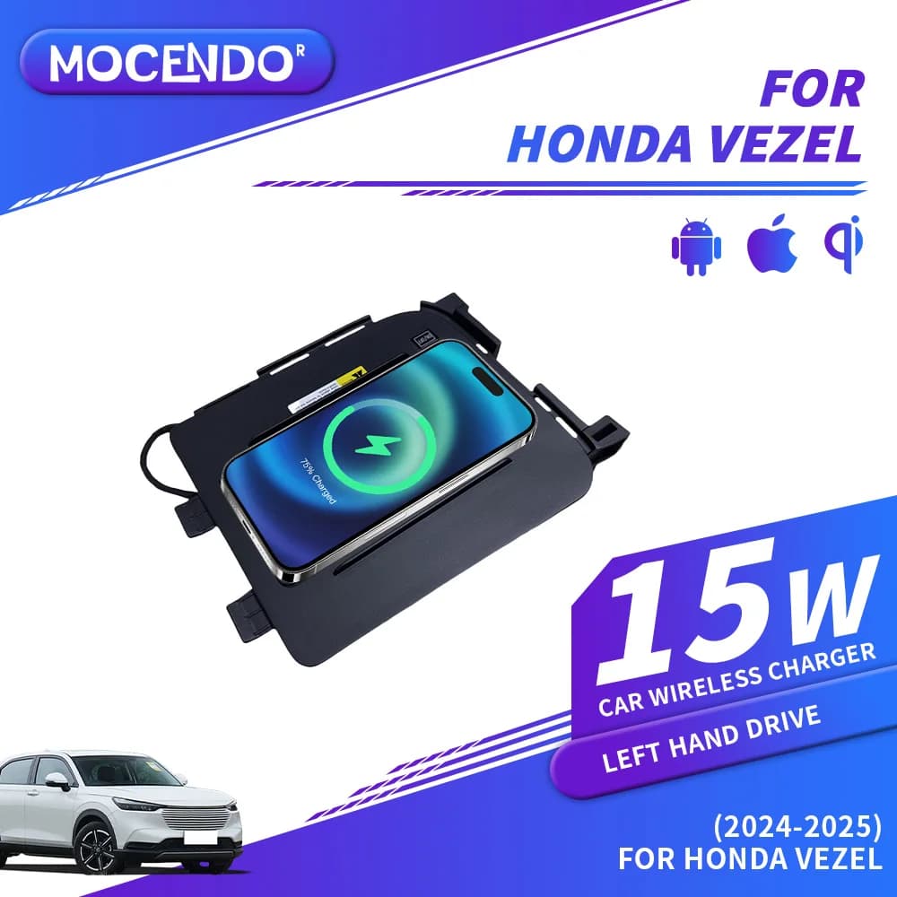 Universal Fast Wireless Car Charger for Honda Vezel 2024-2025 LHD - Vehicle Phone Charger Accessory Compatible with Xiaomi & iPh