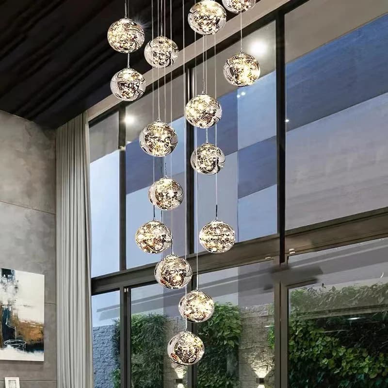 Nuovo moderno lampadario a spirale luce interna soggiorno villa loft sala da pranzo cucina lampadario sfera di cristallo plafoniera per scale