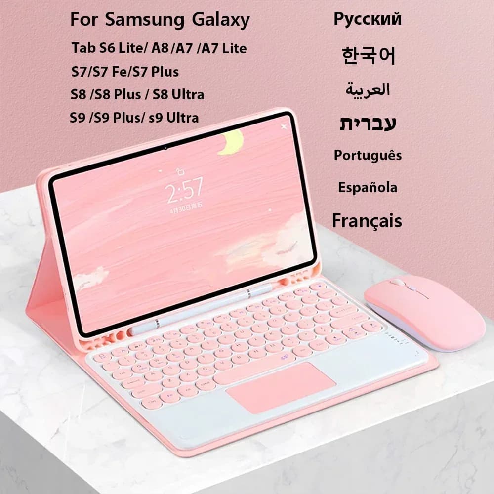 Custodia con tastiera Samsung per Samsung Galaxy 12,4 pollici 12,9 pollici Tastiera wireless Bluetooth e mouse Trackpad Accessori per iPad