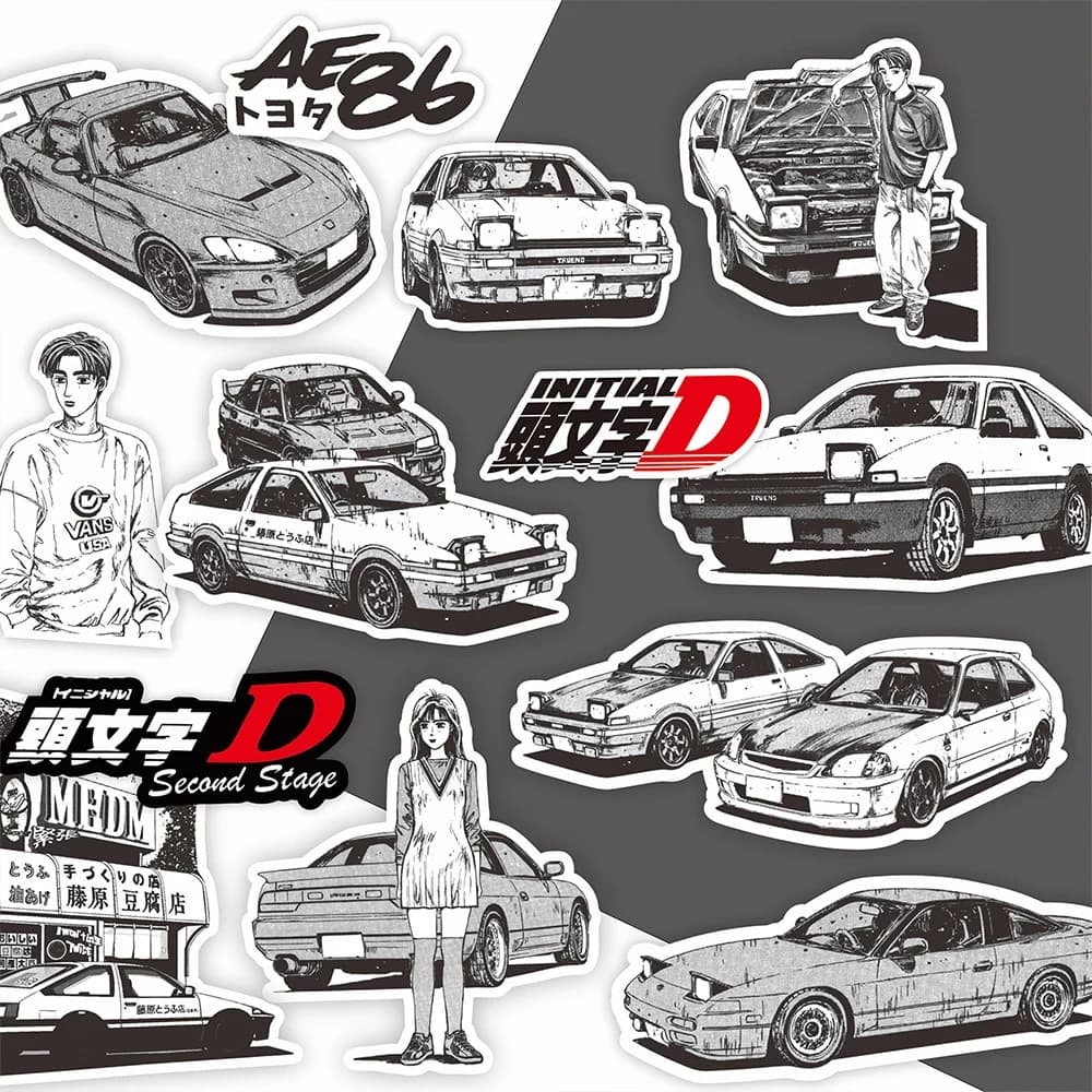 10/30/75pcs Iniziale D Nero Bianco Anime Adesivi Classico Fresco Manga Adesivo Decorazione Notebook Laptop Telefono Decalcomanie per I Bambini Giocattolo