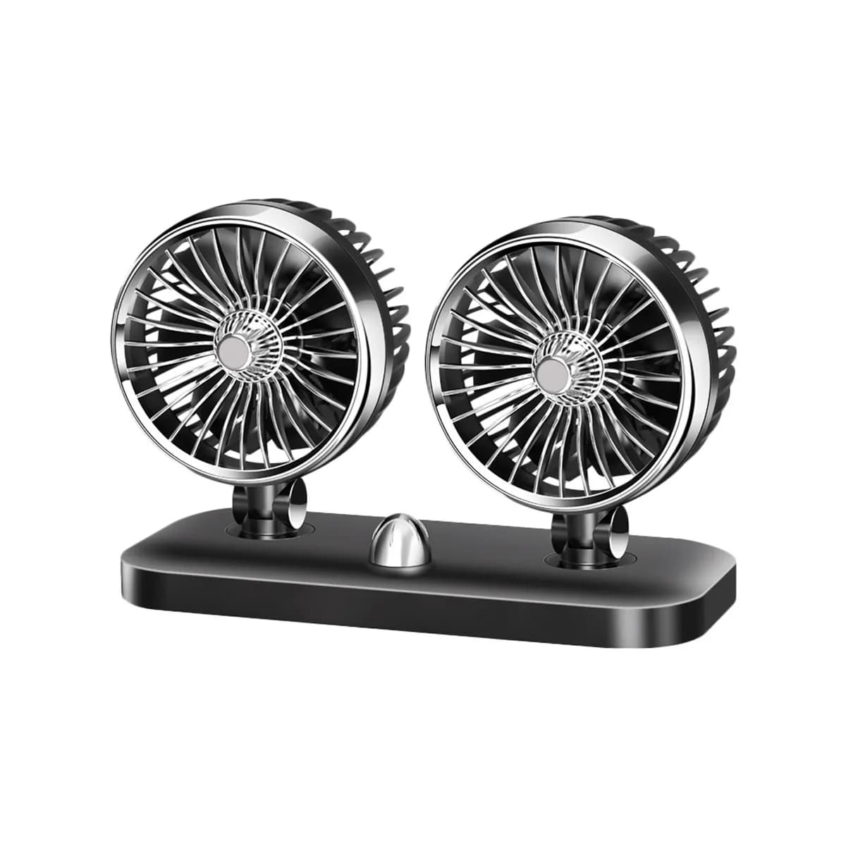 Ventilatore USB a Doppia Testa per Auto, Portatile, a Basso Consumo Energetico, Regolabile, per Camion, SUV, Camper, Barca