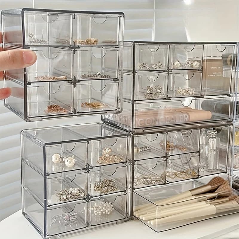 1/2pc transparent acrylic storage box 6 grills storage box for cosmetics storage box for lipstick showcase box for jewelry organizer