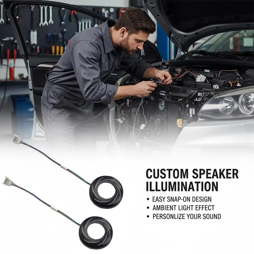 Anello di finitura per altoparlante da 1,5 pollici con luce - Copertura in acrilico RGB per lampada d'atmosfera per accessori audio per auto