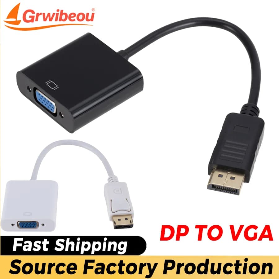 Grwibeou Adattatore DisplayPort a VGA 1080p Convertitore DP a VGA Maschio a Femmina per Computer Proiettore DTV TV HDVD/Monitor/Laptop