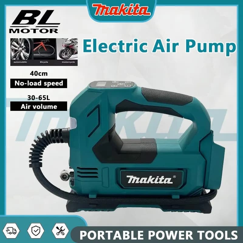 Compressore d'Aria Elettrico Portatile Makita Senza Fili, Gonfiatore Automatico per Pneumatici di Auto e Moto