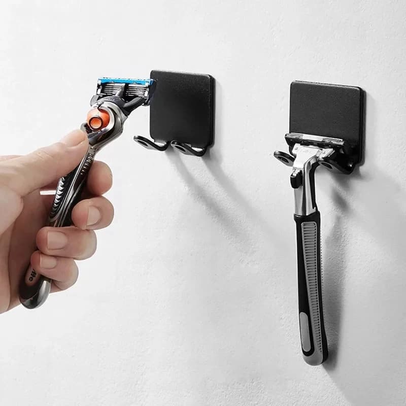 1/3/5PCS Adhesive Razor Holder Wall Mounted Bathroom For Shower Hook Rack Gillette Shaver Shaving Holder Black Plastic Hook