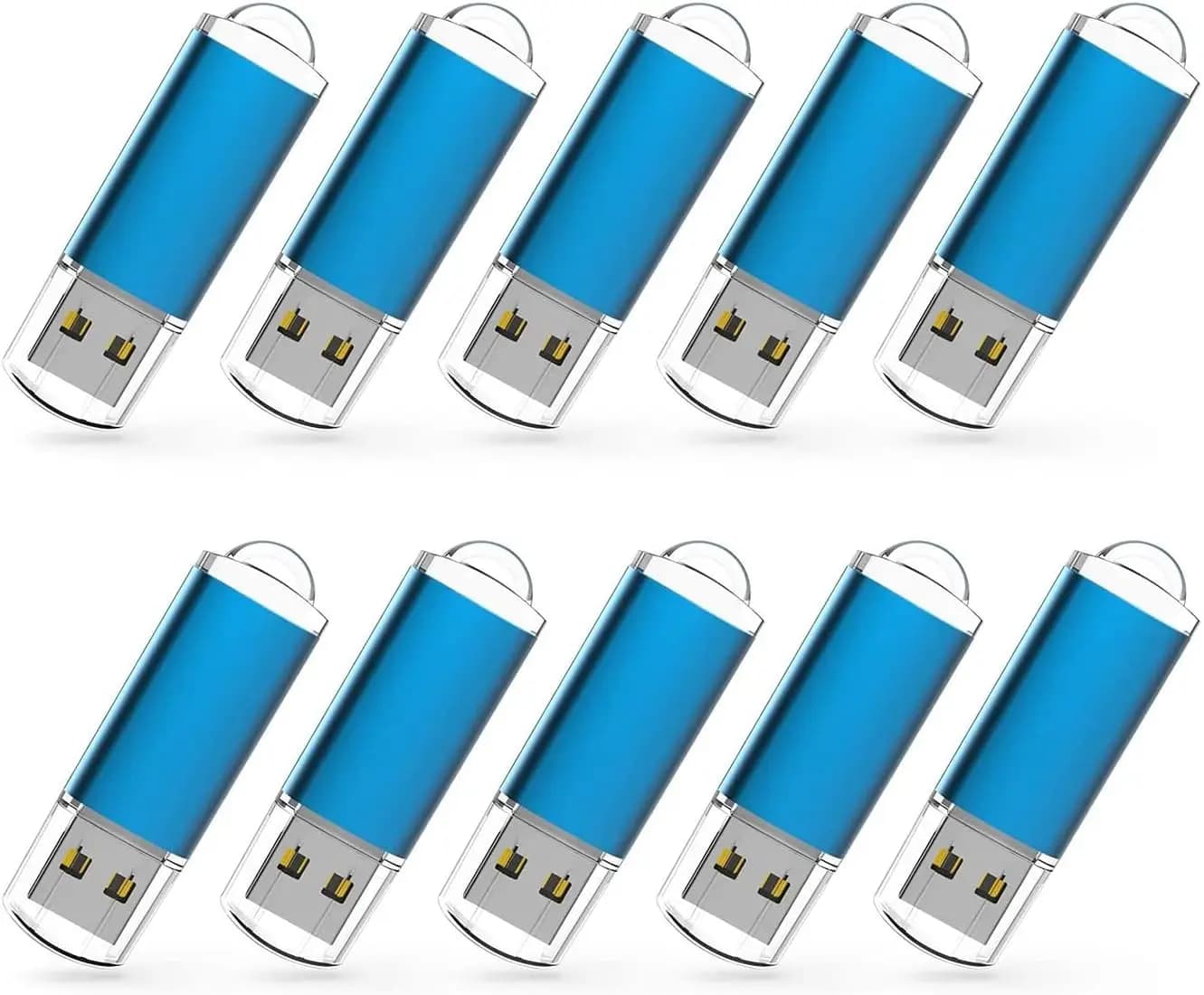 Confezione da 10 chiavette USB da 2 GB, chiavette USB 2.0, chiavette USB blu per archiviazione e trasferimento dati