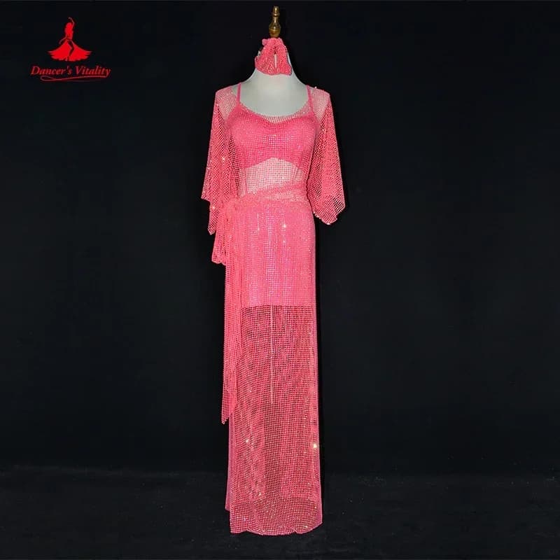Costume da performance di danza del ventre da donna Abito personalizzato per bambini adulti Baladi Shaabi Danza del ventre Porta abito da ballo femminile