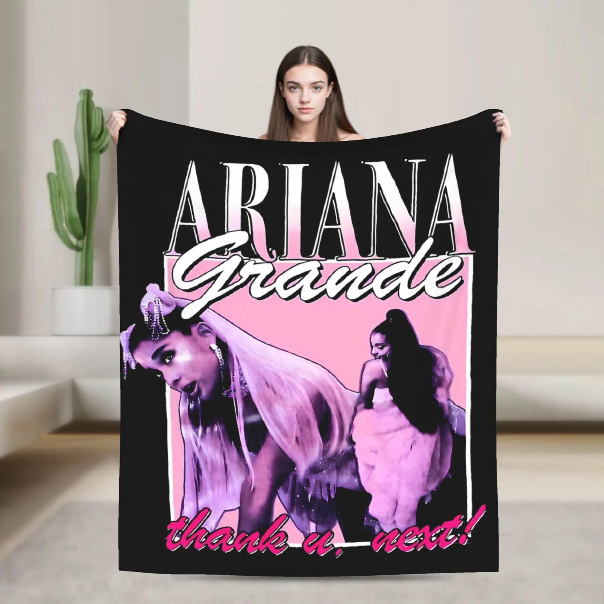 Coperta Ariana My Everything Grande Tour, Plaid in Peluche Ultra-Morbido, Coperta Portatile per l'Estate e l'Aria Condizionata, Copriletto Caldo