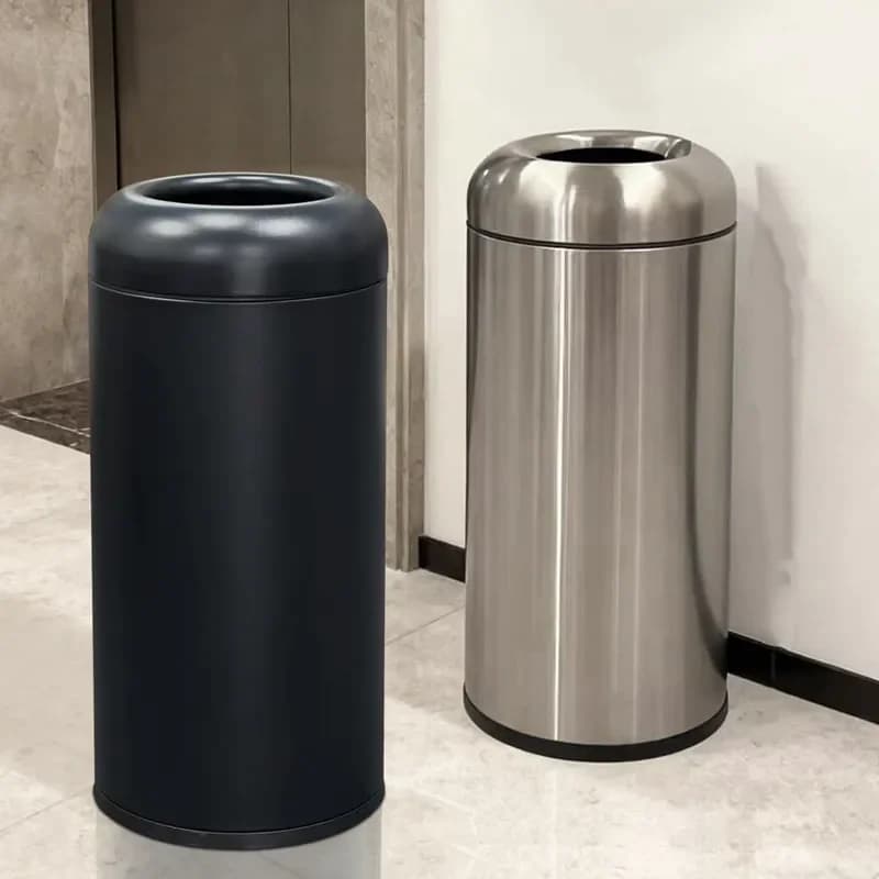 for Large Round Mouth Commercial Bucket Stainless Steel Trash Can for Milk Tea Shop Coffee Shop Bathroom Light Luxury