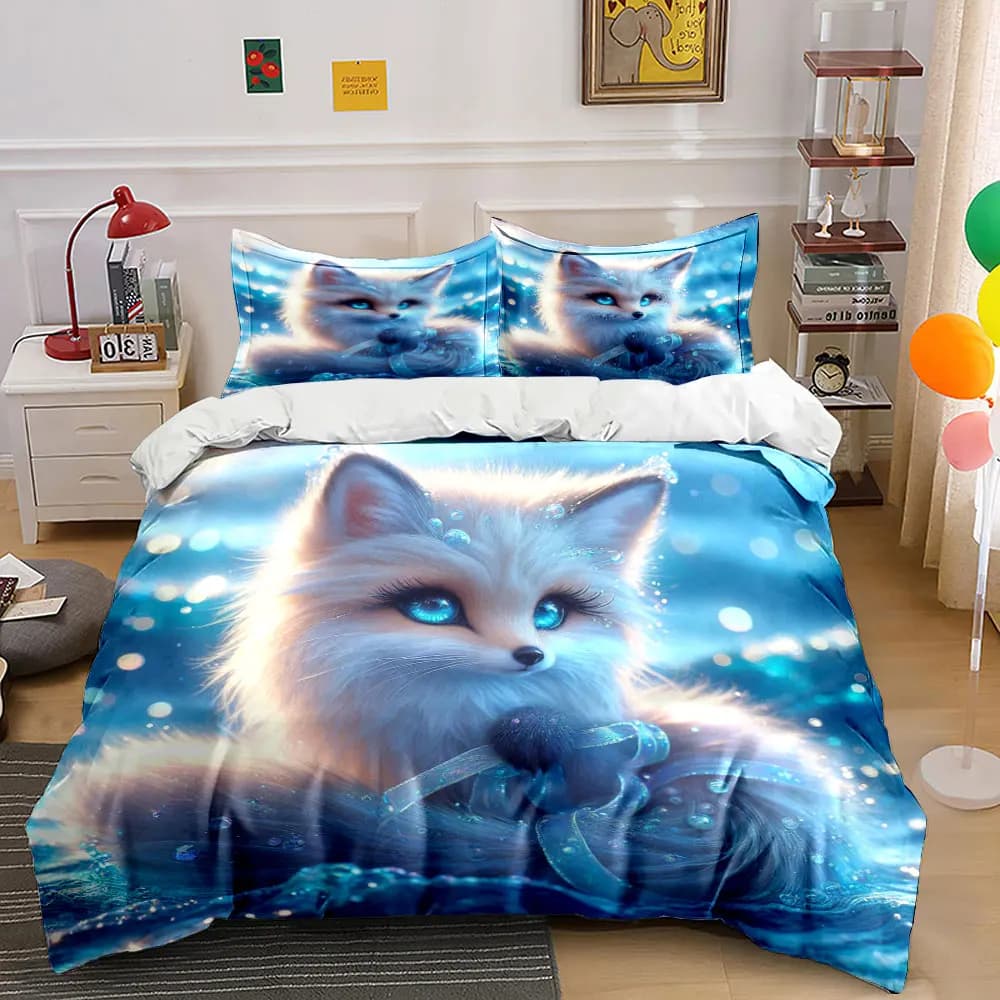 Set Copripiumino Blu Oceano Sognante con Stampa 3D, Morbido Set Biancheria da Letto in Poliestere, Comfort per Tutte le Stagioni