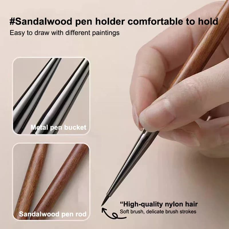 Penna Gel UV per Unghie in Legno di Sandalo, Pennello per Nail Art, Pennello per Disegno Floreale, Strumento per Manicure