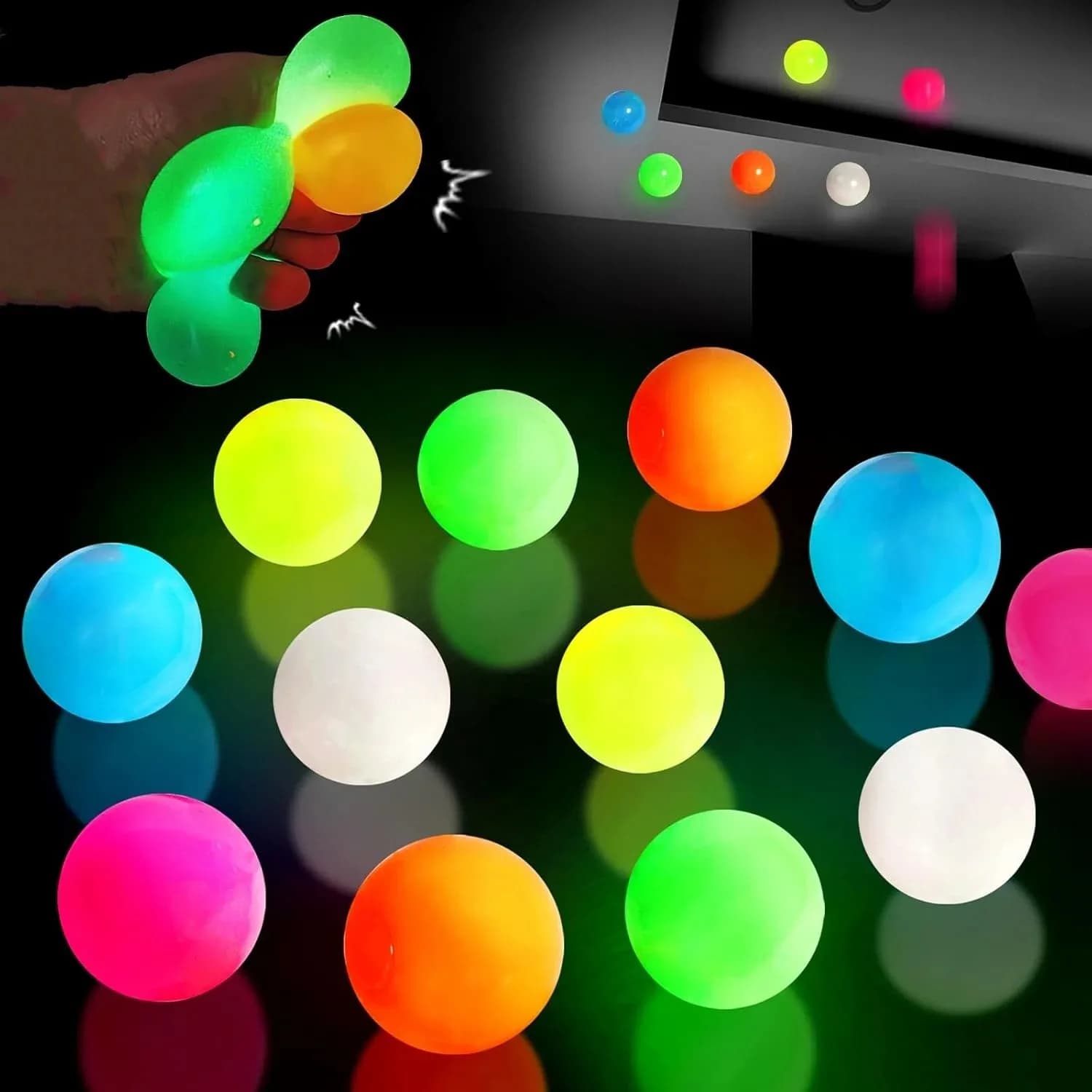 1/5/6 pezzi che si illuminano al buio palline appiccicose Squishy giocattoli antistress divertenti giocattoli agitati giocattoli di decompressione sensoriale per bambini e adulti