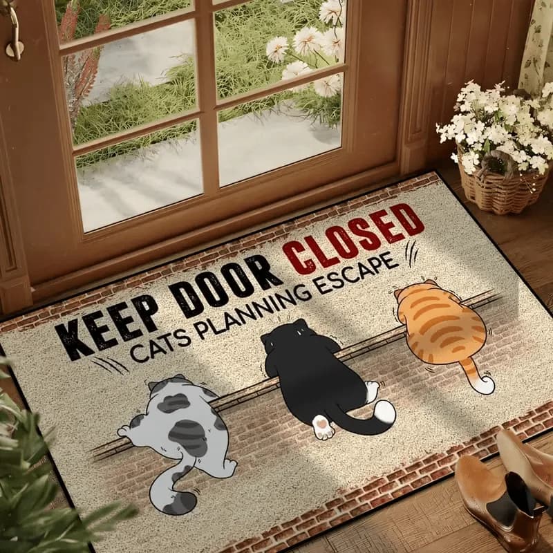 VIKAMA Cartoon Cute Cat Carpet Zerbino Welcome External Carpet Carpet For Bedroom Living Room Carpet