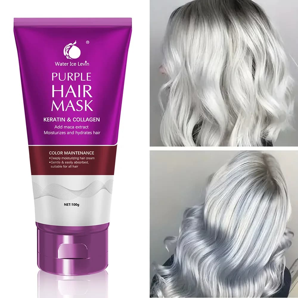 Water Ice Levin New hair mask to the purple keratin biotin, repairs damaged crack effect, nutrition of softness in 10 seconds, smooth hair care