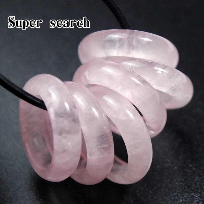 Circular ring with natural stone precious stone, healing, pink quartz, rock crystal rings to make jewelry with necklaces with DIY pendant, man and woman