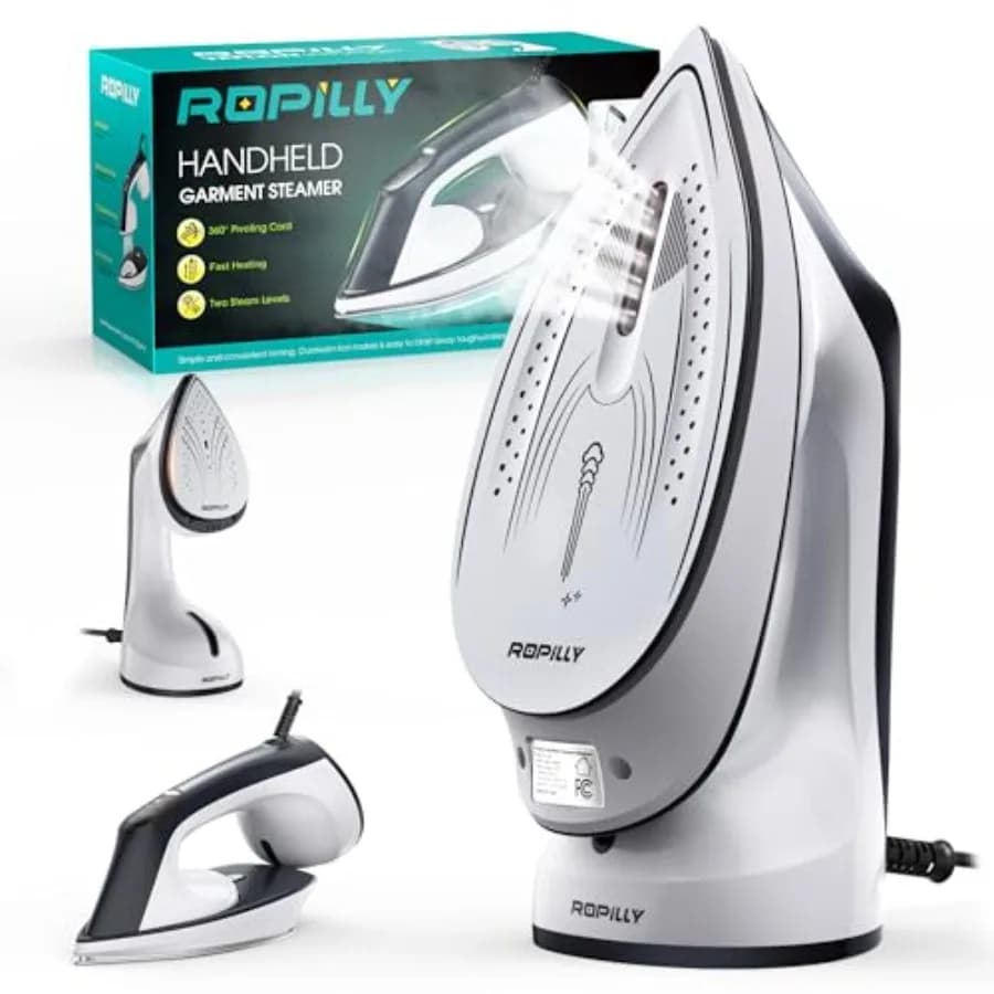 Steam Iron for Clothes: 1600W 2-in-1 Iron Steamer with Detachable Ceramic Soleplate, White, Converts in Seconds, Auto-Off Self-