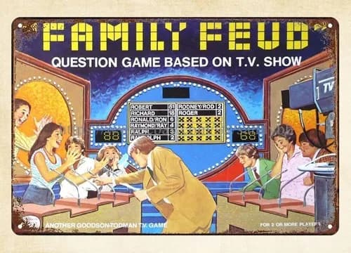 Decorazione da parete per garage o officina, gioco da tavolo Family Feud 1977, targa in metallo - Alluminio