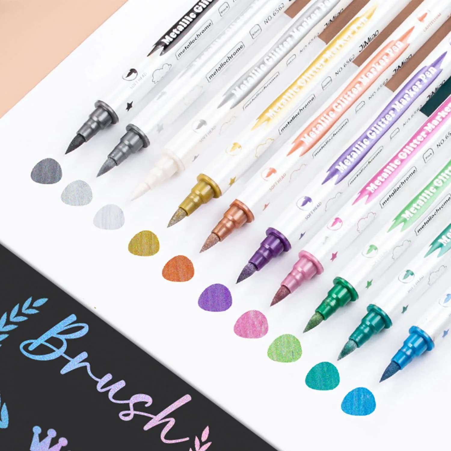 10PCS Dual Tip Metallic Markers Set Fine & Brush Nib for DIY Cards Scrapbooking Art Supplies Back to School Craft Projects
