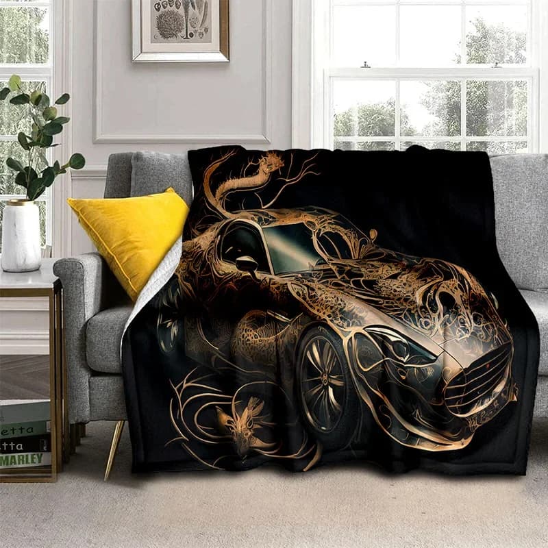 Coperta 3D Future Sports Car HD Concept Car Cartoon, morbida coperta da tiro per la casa, camera da letto, divano letto, picnic, copertura da viaggio, coperta per bambini