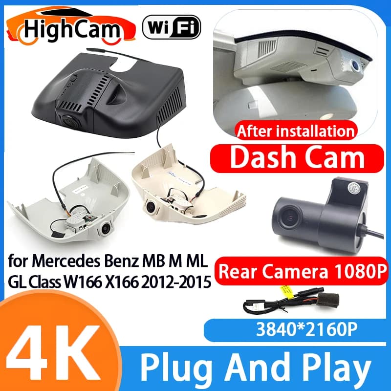 HighCam for Mercedes Benz MB M ML GL Class W166 X166 2012-2015 4K Wifi 2160P IMX335 Car DVR Video Dash Cam Front Rear Camera